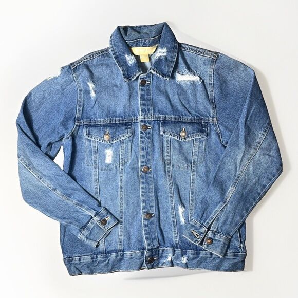 Roebuck & Co Jackets & Blazers - Vintage Distressed Roebuck and  Jean Jacket Blue Denim Sz M Button Up Women’s
